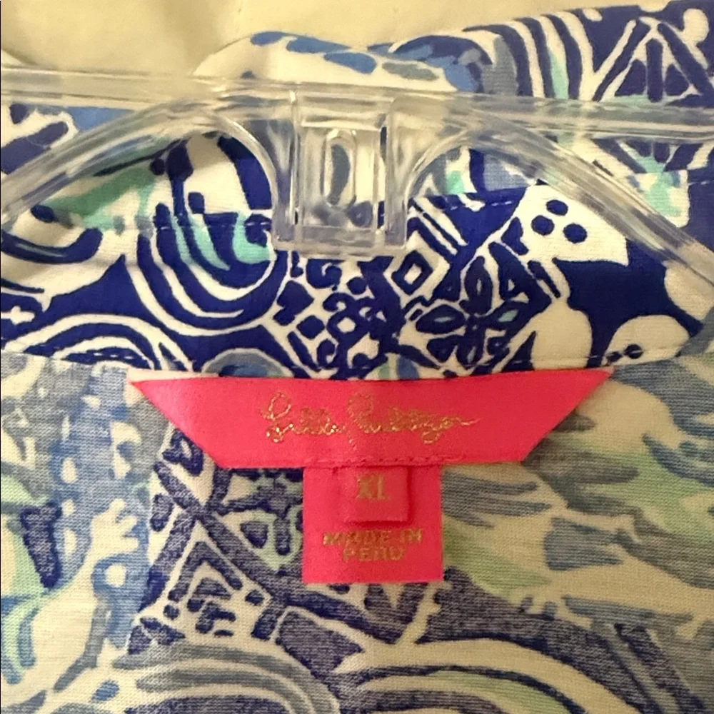 Lilly Pulitzer XL Blue & aqua Animal Print Tunic Top NEW Large 12 14 16 - Picture 2 of 11